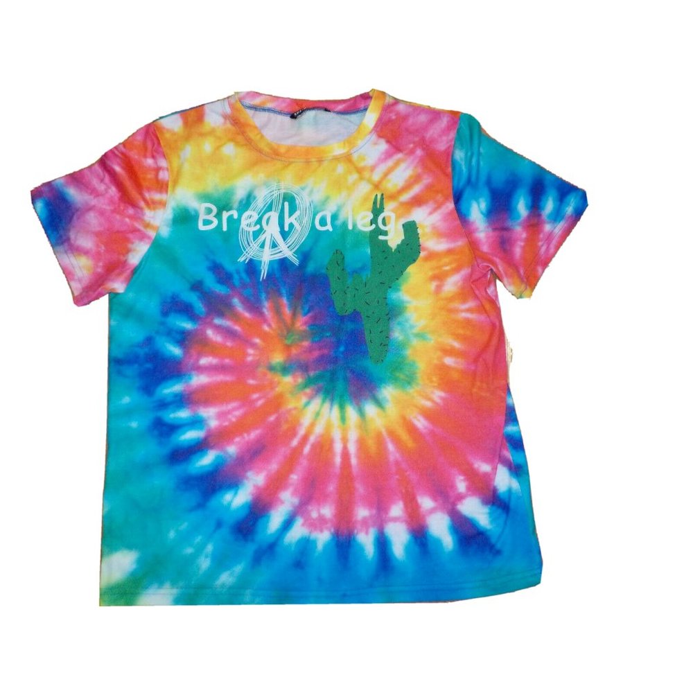 Shein "Break A Leg" Tye Dye Cactus T-Shirt Womens